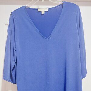 Michael Kors blue V-neck with peek-a-boo-sleeves pull over Sz M